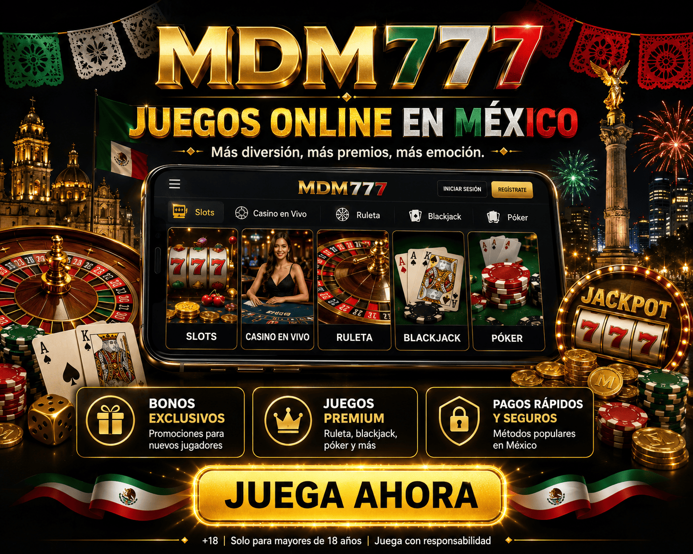 mdm777 game overview with live tables, cards, chips, and category navigation